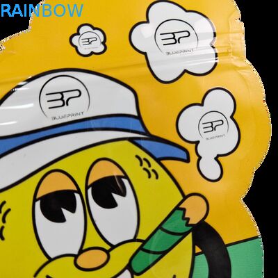 खाने योग्य कैली 3.5g 7g मायलर ज़िपर लॉक सॉफ्ट टच गंध प्रूफ अनियमित आकार का कुकी डाई कट पैकेजिंग प्लास्टिक सैशे बैग