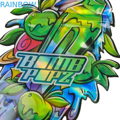 खाने योग्य कैली 3.5g 7g मायलर ज़िपर लॉक सॉफ्ट टच गंध प्रूफ अनियमित आकार का कुकी डाई कट पैकेजिंग प्लास्टिक सैशे बैग