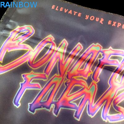 कैंडी जड़ी बूटी सूखी फूल गममी बिस्कुट चीनी चाइल्डप्रूफ पैकेजिंग के लिए जिपर के साथ सॉफ्ट टच होलोग्रामिक माइलर बैग