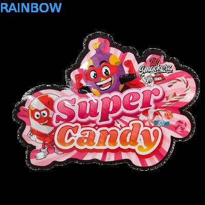 गुमी हर्ब कैंडी पैकेजिंग के लिए डाई कट 3.5g प्लास्टिक बैग ग्लॉसी ज़िपर मायलर, गंधरोधी ग्लॉसी सतह