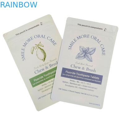 बायोडिग्रेडेबल क्राफ्ट पेपर बैग व्हाइट स्टैंड पॉकेट ज़िपलॉक पालतू जानवरों के भोजन के लिए प्लास्टिक पैकिंग कंपोस्टेबल