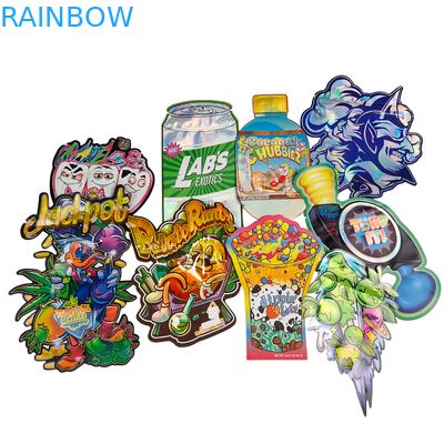 खाद्य ग्रेड डॉयपैक डाई कट कैली 3.5g 7g 14g 28g शुगर कुकी मायलर बैग्स चमकदार/मैट गंध प्रूफ ज़िप लॉक बैग