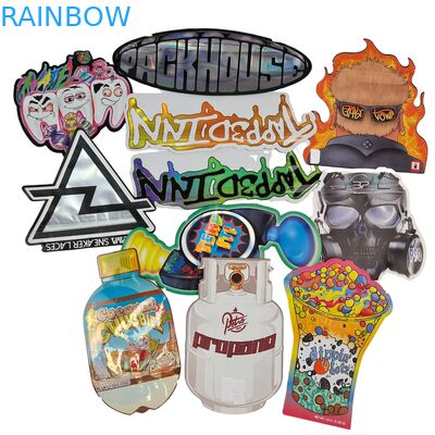 खाद्य ग्रेड डॉयपैक डाई कट कैली 3.5g 7g 14g 28g शुगर कुकी मायलर बैग्स चमकदार/मैट गंध प्रूफ ज़िप लॉक बैग