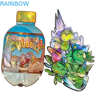 गर्म बिक्री चमकदार डाई कट मायलर बैग ज़िपर के साथ खाद्य पदार्थ गंध प्रूफ 3.5 7g 14g 28g मशरूम गमियां कस्टम प्रिंटिंग प्लास्टिक बैग