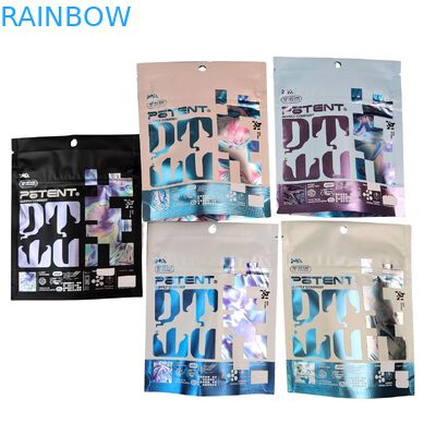 डिजिटल प्रिंटिंग होलोग्राफिक 3.5g कैली पैक 4x5 पैकेट अनियमित एल्यूमीनियम पन्नी मशरूम गममी पैकेजिंग डाई कट मायलर बैग