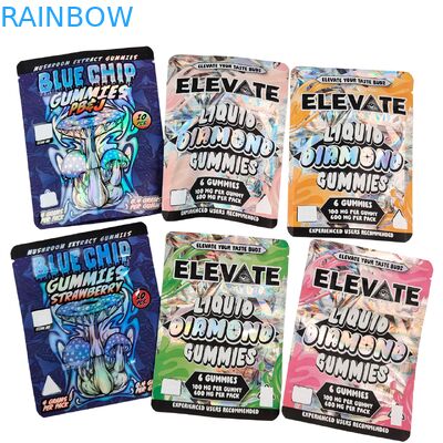 3.5g मायलर बैग्स मशरूम एक्सट्रैक्ट गमीज पैकेजिंग डॉयपैक Wtih ज़िपर गंध प्रतिरोधी स्टैंड अप पॉच