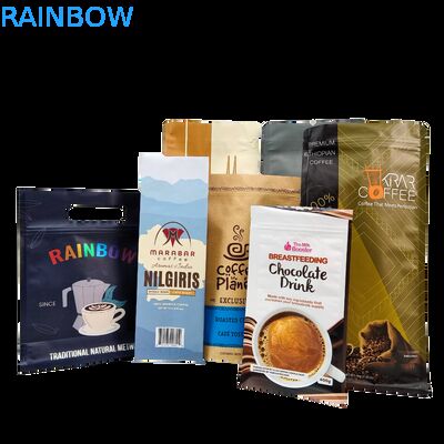 साइड गसेट वाल्व के साथ कस्टम स्टैंड अप रीसेलेबल कॉफी बीन बैग