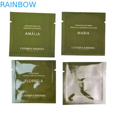 कस्टमाइज्ड साइज़ हीट सील कॉस्मेटिक सैंपल सैशे एल्यूमिनियम फॉयल बैग कस्टमाइज्ड लोगो के साथ