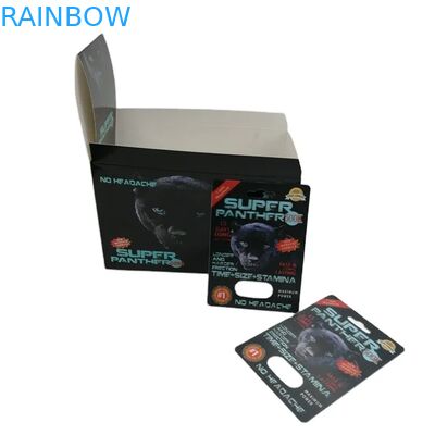 थोक कस्टम राइनो 100k 150k 200k कैप्सूल वृद्धि गोलियां दवा 3 डी पैकेजिंग कार्ड कागज प्रदर्शन बॉक्स के साथ
