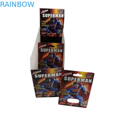 थोक कस्टम राइनो 100k 150k 200k कैप्सूल वृद्धि गोलियां दवा 3 डी पैकेजिंग कार्ड कागज प्रदर्शन बॉक्स के साथ