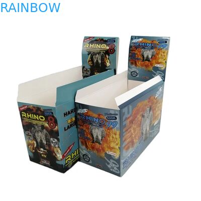 थोक कस्टम राइनो 100k 150k 200k कैप्सूल वृद्धि गोलियां दवा 3 डी पैकेजिंग कार्ड कागज प्रदर्शन बॉक्स के साथ