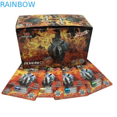 थोक कस्टम राइनो 100k 150k 200k कैप्सूल वृद्धि गोलियां दवा 3 डी पैकेजिंग कार्ड कागज प्रदर्शन बॉक्स के साथ