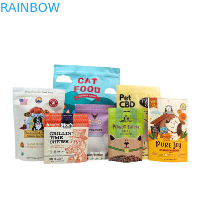 पालतू भोजन पैकेजिंग के लिए 50-200 माइक्रोन मोटाई के साथ इको-फ्रेंडली पुन: प्रयोज्य स्टैंड-अप पाउच