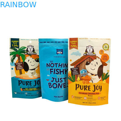 पालतू भोजन पैकेजिंग के लिए 50-200 माइक्रोन मोटाई के साथ इको-फ्रेंडली पुन: प्रयोज्य स्टैंड-अप पाउच