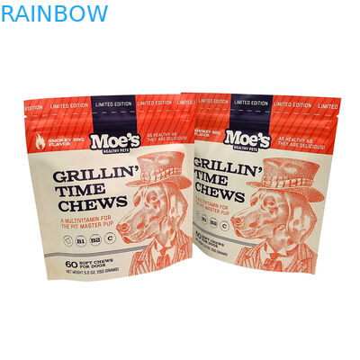 पालतू भोजन पैकेजिंग के लिए 50-200 माइक्रोन मोटाई के साथ इको-फ्रेंडली पुन: प्रयोज्य स्टैंड-अप पाउच