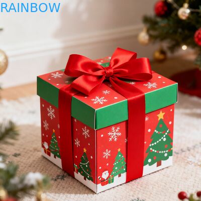 पुन: प्रयोज्य बायोडिग्रेडेबल क्राफ्ट आयत उपहार बॉक्स फोल्डेबल ढक्कन रिबन यूवी कोटिंग मैट अनुकूलित जन्मदिन क्रिसमस उपहार बॉक्स