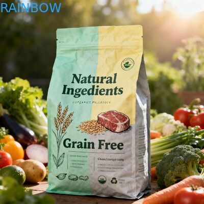 कस्टम बायोडिग्रेडेबल पशु फ़ीड खाद्य पैकेजिंग Mylar बैग साइड Gusset बैग कुत्ता बिल्ली पालतू भोजन वाल्व के साथ जिपर बैग