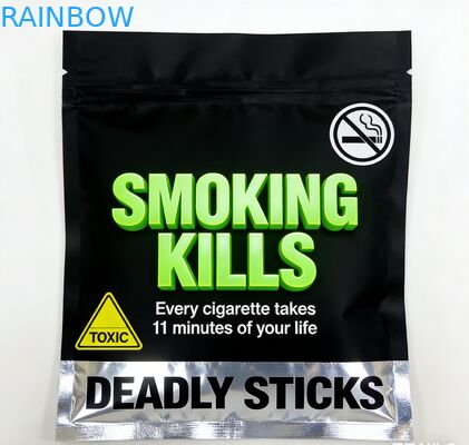 पुनः सीलबंद करने योग्य 3 साइड सील 25g 30g 40g 50g 100g धूम्रपान पत्ती सिगरेट बैग रोलिंग तंबाकू पाउच ज़िपर के साथ