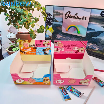 खुदरा स्नैक पैकेजिंग के लिए 350 ग्राम मोटाई और हॉट स्टैम्पिंग के साथ कस्टम मुद्रित कार्डबोर्ड डिस्प्ले बॉक्स