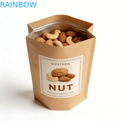 Customized Digital Printing Kraft Paper Heat Seal Stand Bag With Window For Pet Food & Snacks Moistureproof