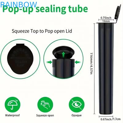 Custom Colors 80mm 98mm 109mm 116mm Child Resistant Squeeze Pop Tops Tubes Plastic Pre Packing Rolling Tube With Label Sticker
