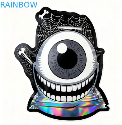 Custom Die Cut Mylar Bags with Child-proof Zippers and Holographic Design for Snack Packaging