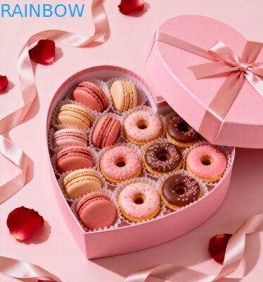 बेकरी पैकेजिंग और पेस्ट्री मकरॉन के लिए अनुकूलन योग्य बायोडिग्रेडेबल फोल्डेबल गिफ्ट बॉक्स