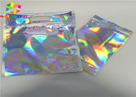नेल पॉलिश चमक पाउडर पैकिंग कॉस्मेटिक होलोग्राम पन्नी पैकेजिंग बैग के लिए स्पष्ट पक्ष के साथ लेजर Mylar पन्नी थैली