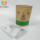 कॉफी बीन्स के लिए कस्टम लोगो रीसेबल ब्राउन क्राफ्ट पेपर पाउच पैकेजिंग के साथ पेपर बैग खड़े करें