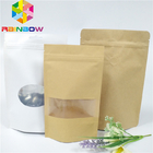 कॉफी / चाय के लिए खिड़की के स्टैंड पैकेजिंग पाउच के साथ जिपलॉक ब्राउन क्राफ्ट बैग के साथ कस्टम मुद्रित पेपर बैग