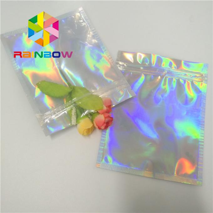 कॉस्मेटिक पैकेजिंग के लिए अनुकूलित शानदार होलोग्राम लेजर जिपलॉक बैग