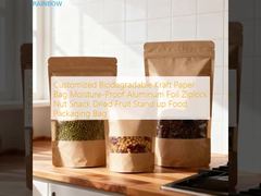 कस्टमाइज्ड बायोडिग्रेडेबल क्राफ्ट पेपर बैग नमी-प्रूफ एल्यूमीनियम फॉयल ज़िप लॉक नट स्नैक सूखे फल स्टैंड अप फूड पैकेजिंग बैग