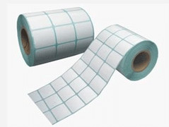 श्वेत आयत कागज चिपकने वाला स्टीकर लेबल रोल में अप्रकाशित