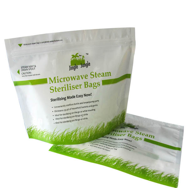 ग्रीन टुकड़े टुकड़े में माइक्रोवेव खाद्य वैक्यूम सील बैग जिपर के साथ मुद्रण