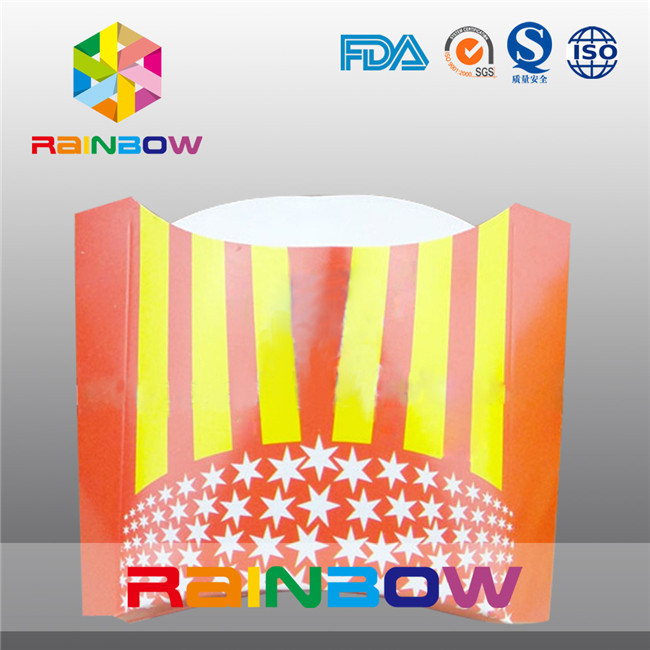 फ्रेंच फ्राइज़ पैकेजिंग बॉक्स के लिए डिस्पोजेबल फोल्डिंग पेपर पैकेजिंग बॉक्स