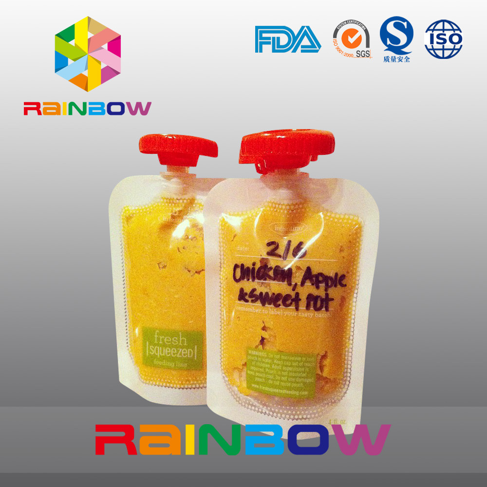 कस्टम डिजाइन खाद्य ग्रेड बच्चे खाने के लिए टोंटी के साथ पाउच खड़े हो जाओ