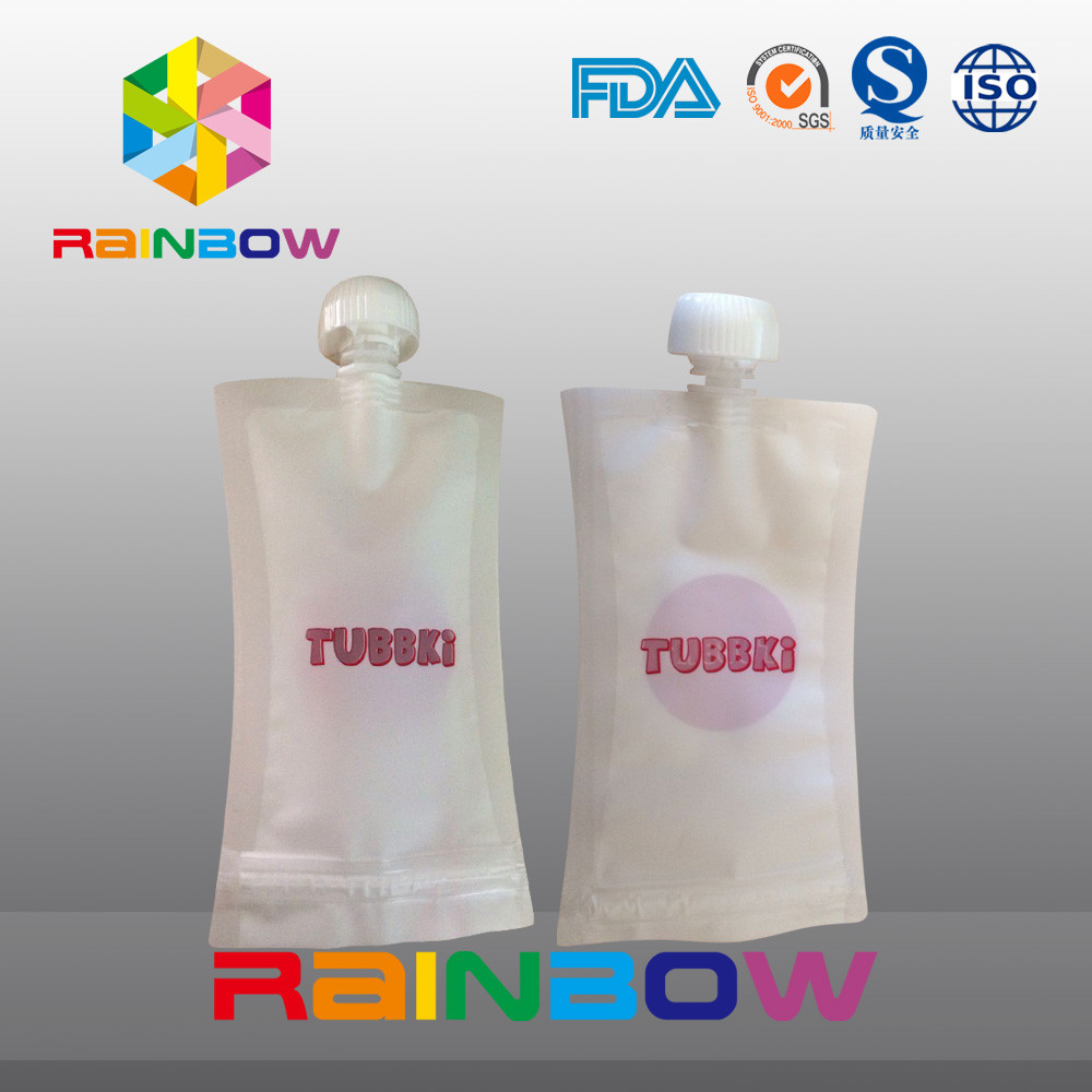 शीर्ष पर ज़िप के साथ ऊपर पुन: बेबी खाद्य टोंटी पाउच पैकेजिंग खड़े हो जाओ