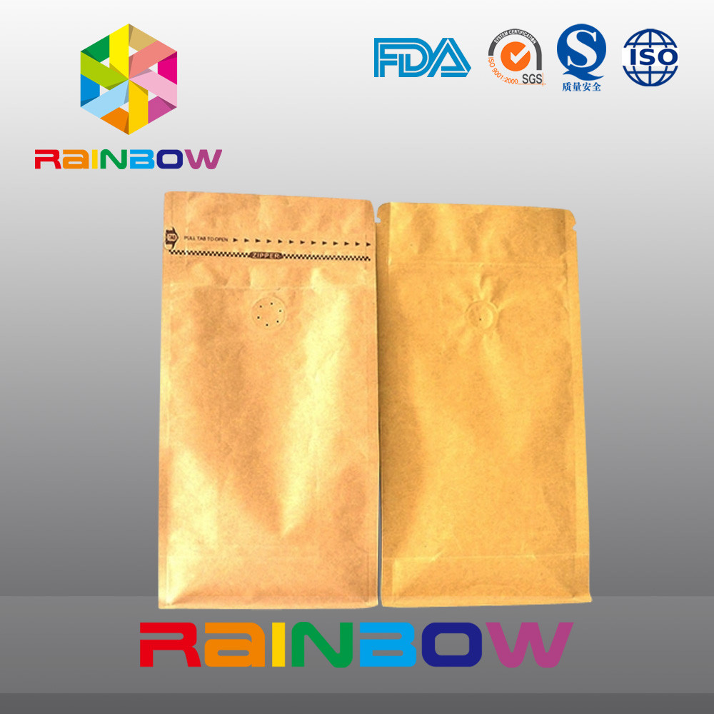 नीचे वाली गुसलेट वाल्व के साथ कॉफी पैकेजिंग के लिए ज़िपलॉक बैग खड़े हो जाते हैं