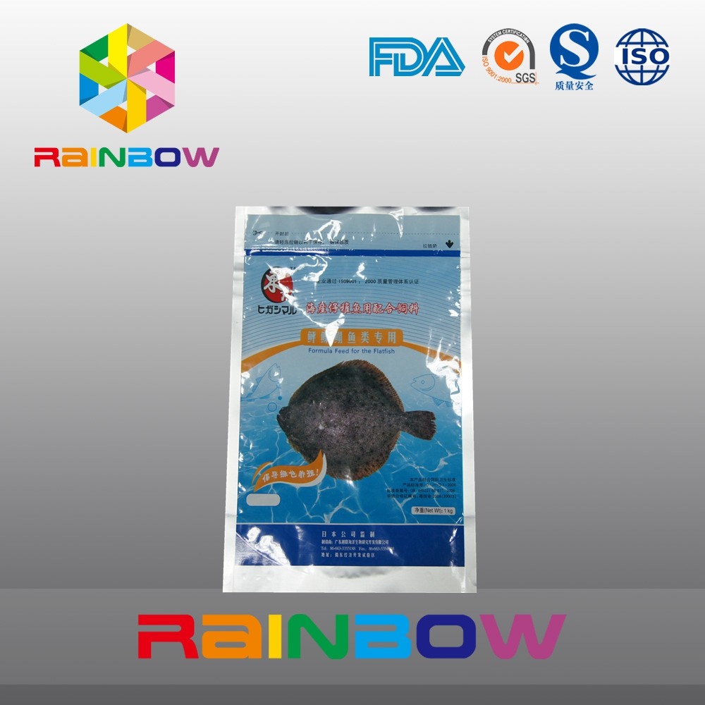 एल्यूमीनियम पन्नी 1 किलो पालतू पशु खाद्य थैली जिपर मत्स्य पालन चारा बैग के साथ खड़ा है