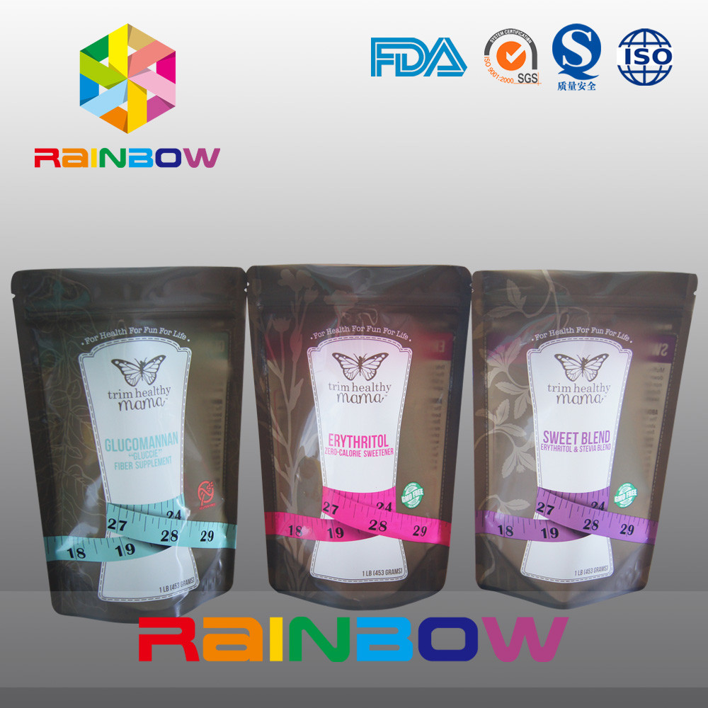 चीनी / कैंडी / मसाले की पैकेजिंग के लिए प्लास्टिक ज़िपलॉक नीचे के गेसट बैग