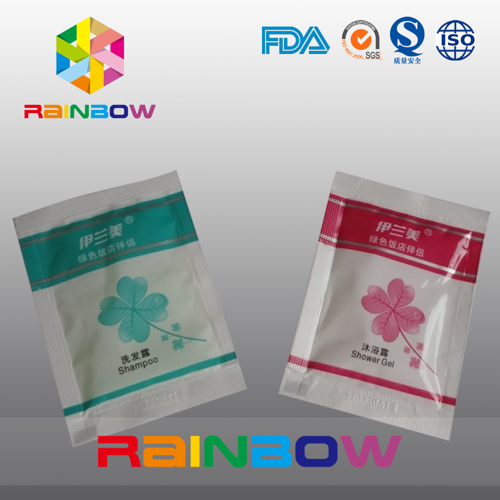 आंसू पायदान के साथ प्लास्टिक डिस्पोजेबल शैम्पू पैकेजिंग ग्रिप सील बैग