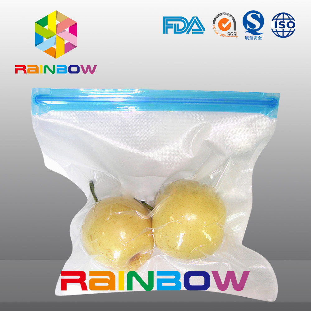 पाली वैक्यूम बनावट खाद्य भंडारण थैली / स्लाइडर जिपर खाद्य वैक्यूम सील बैग