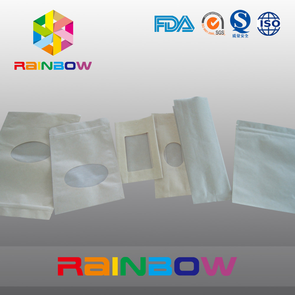 ब्राउन क्राफ्ट पेपर बैग जिपर के साथ पैकेजिंग बैग स्टैंड अप, कैंडी / खाद्य पदार्थों के लिए जिपलॉक बैग