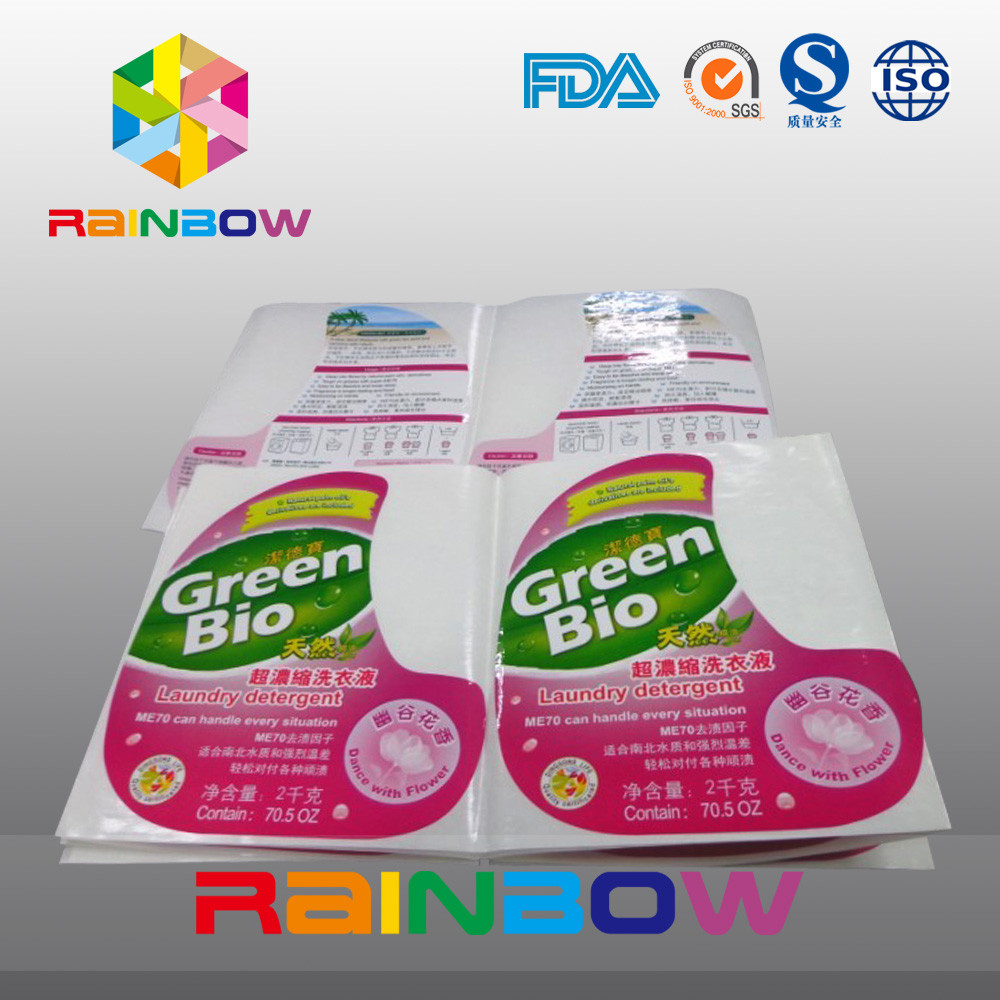 तरल डिटर्जेंट की बोतलों के लिए पनरोक प्लास्टिक की बोतल स्टिकर स्व चिपकने वाला हटना आस्तीन लेबल