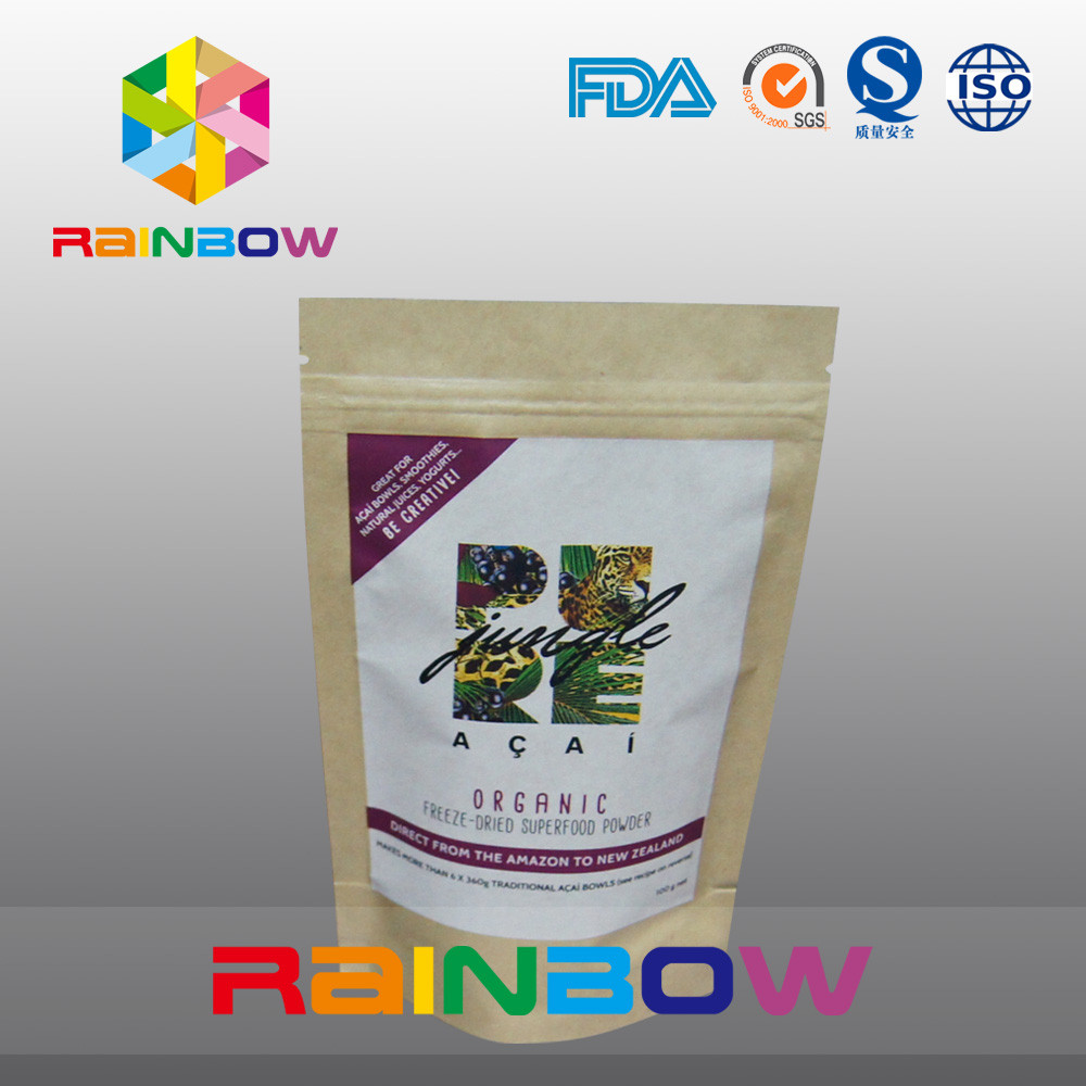 मुद्रित स्वनिर्धारित कागज बैग जिपर Doypack खाद्य पैकेजिंग बैग