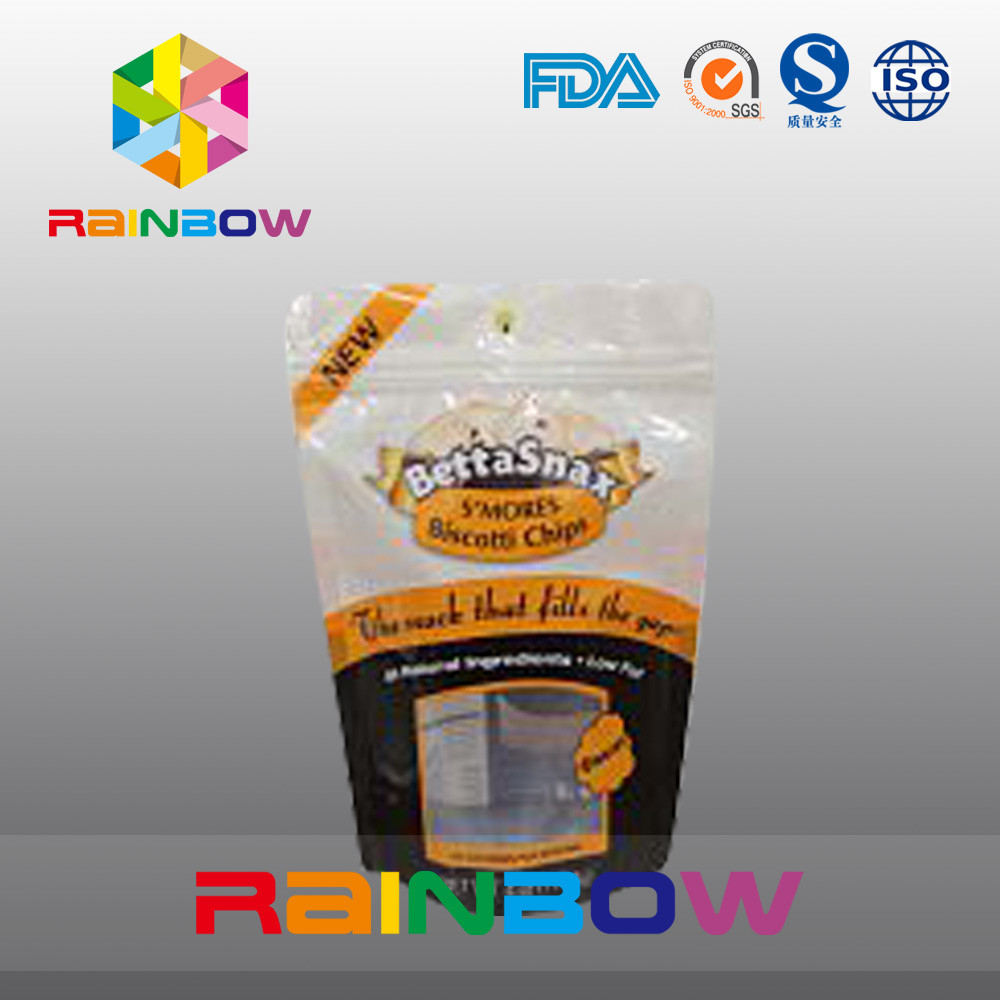 कैंडी / स्नैक फूड के लिए बटरफ्लाई हैंग होल के साथ जिपलॉक क्लियर प्लास्टिक पाउच पैकेजिंग स्टैंड अप करें