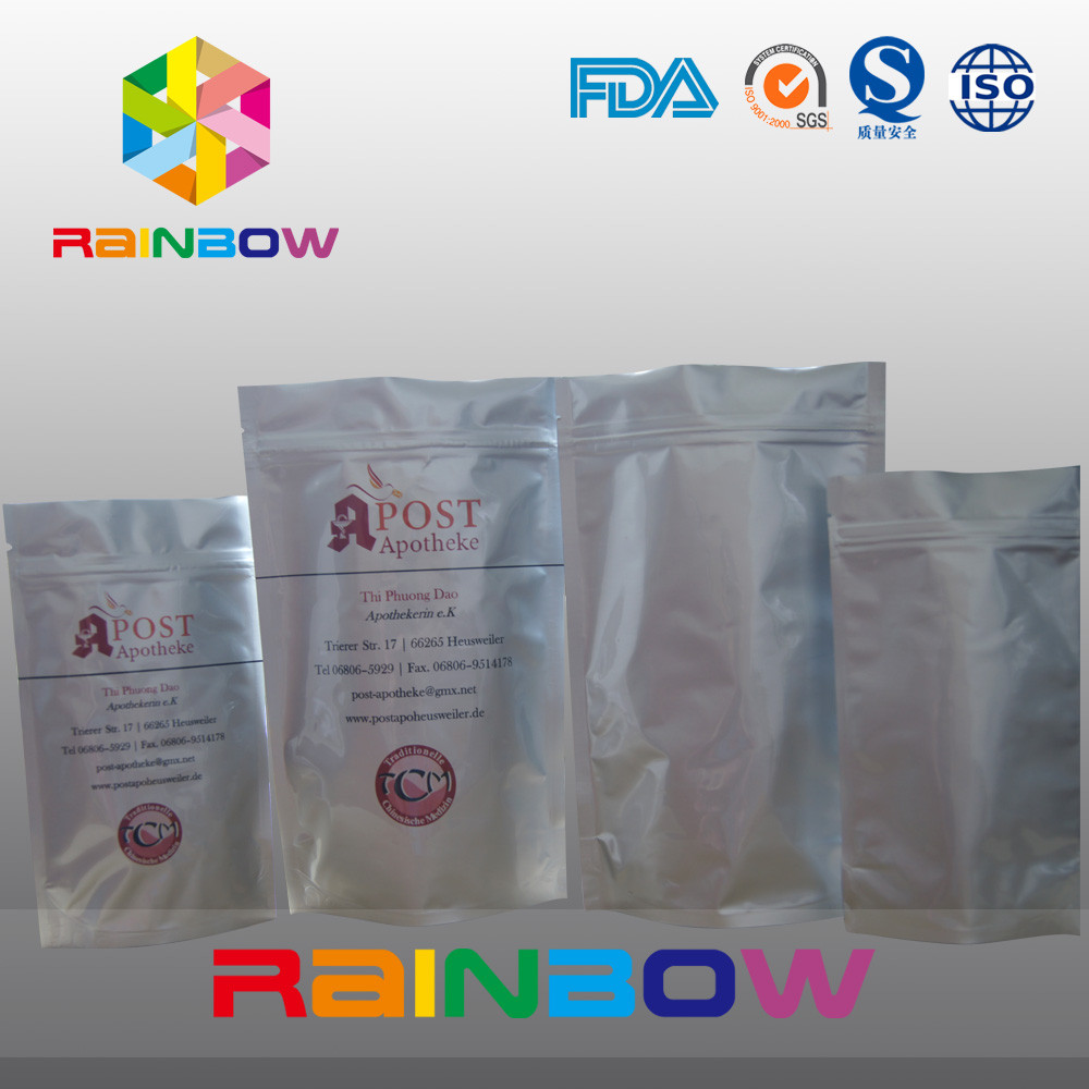 स्वनिर्धारित मुद्रित स्टैंड मसाले / हर्बल दवा के लिए जिपर के साथ पन्नी थैली