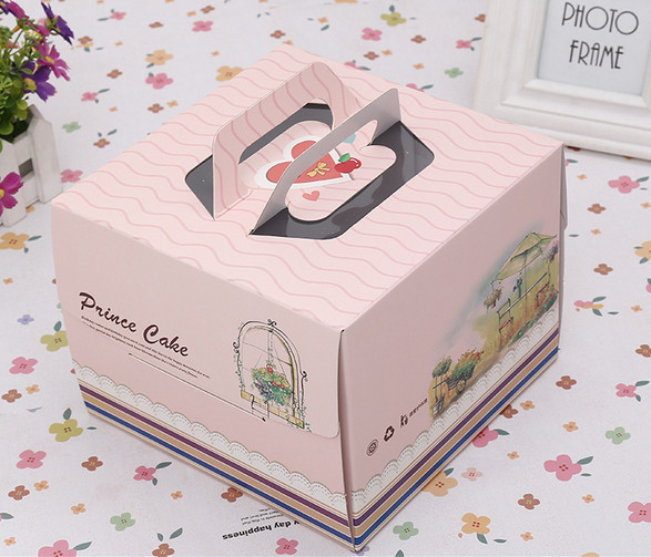 गुलाबी ब्लू स्क्वायर जन्मदिन का केक पेपर बॉक्स पैकेजिंग / उपहार बॉक्स अनुकूलित