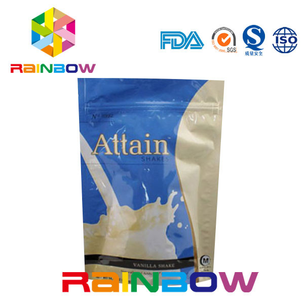 जिपर के साथ मुद्रित एल्यूमीनियम पन्नी मट्ठा प्रोटीन पाउडर Packaigng पाउच चौरसाई