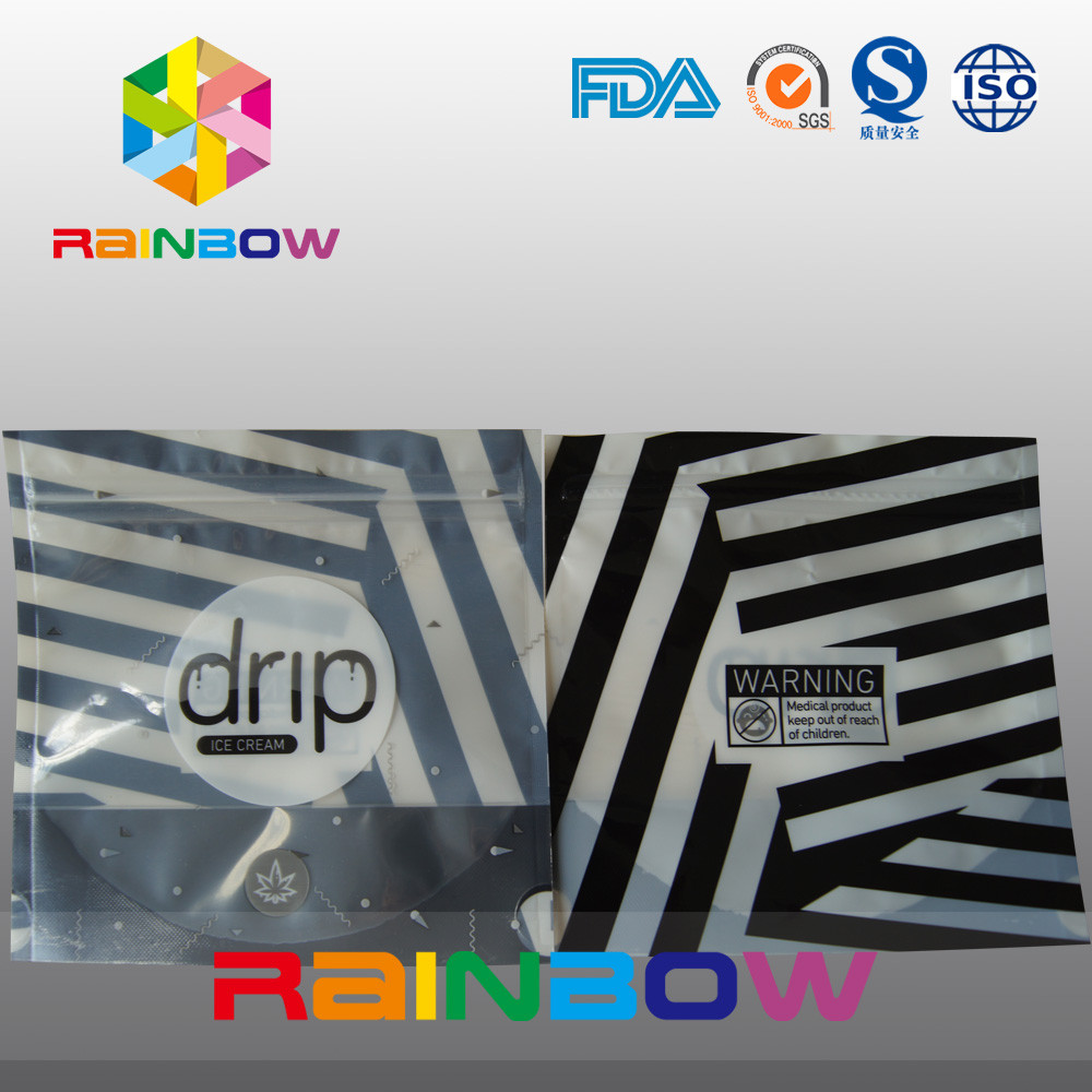 ज़ेबरा स्ट्राइप्स नोनी ड्रिप बैग, स्टाइलिश कम्पोज़िट मायलर पाउच के साथ खड़े हैं